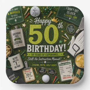 Golf 50. Geburtstag eines Golfers mit Bällen auf G Pappteller