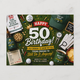 Golf 50. Geburtstag für Golfer humorvoller Golfspr Postkarte