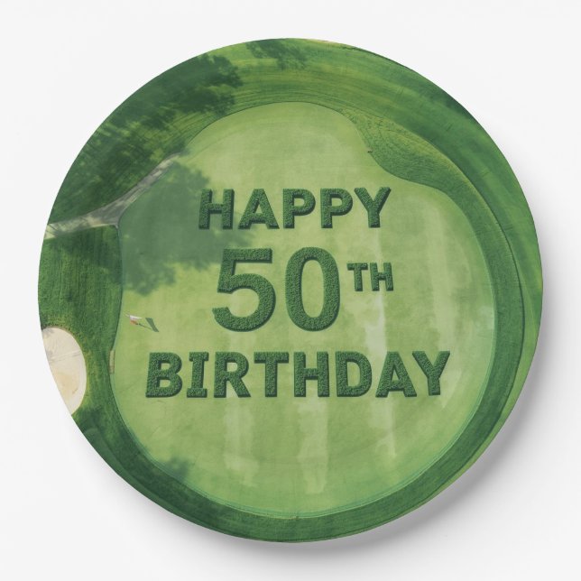 Golf 50. Geburtstag für Golfer  Pappteller (Vorderseite)