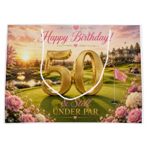 Golf 50. Geburtstag für Golferin mit Golfwagen Große Geschenktüte