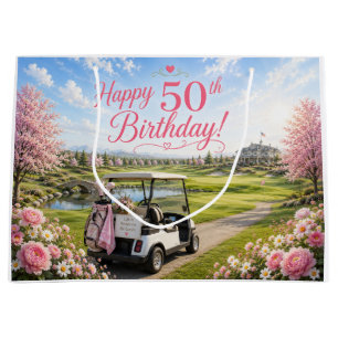Golf 50. Geburtstag für Golferin mit Golfwagen Große Geschenktüte