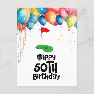Golf 50. Geburtstag  "Golden Swing: Celebrating Postkarte