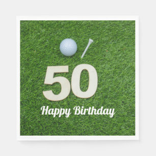 Golf 50. Geburtstag Golf und Tee auf Grün Serviette