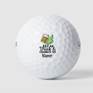 Golf 50. Geburtstag mit Bier für Golfer auf Grün Golfball