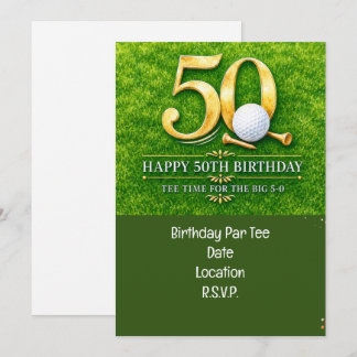 Golf 50. Geburtstag mit Golf auf grünem Gras Einladung
