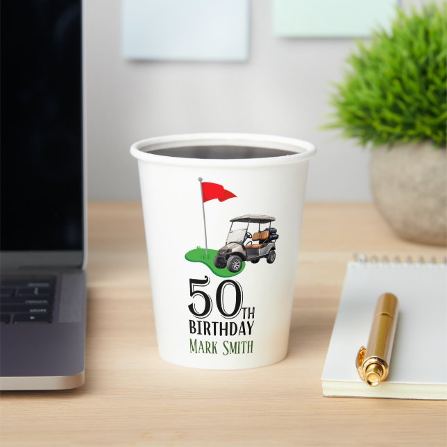 Golf 50. Geburtstag mit Golf Flag Pappbecher (InSitu)