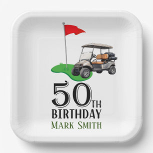 Golf 50. Geburtstag mit Golf Flag Pappteller