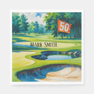 Golf 50. Geburtstag mit Golf Flag Serviette
