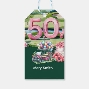 Golf 50. Geburtstag mit Nummer 50 auf Golfplatz Geschenkanhänger