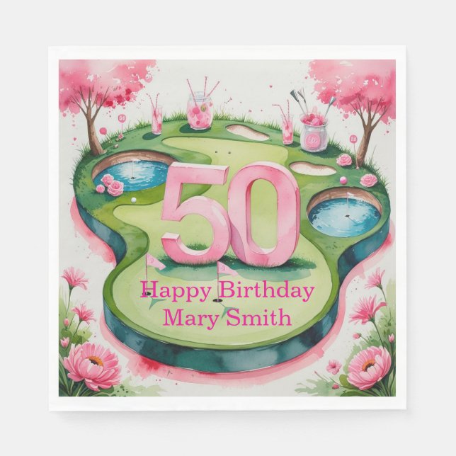 Golf 50. Geburtstag mit Nummer für Golfer Serviette (Vorderseite)