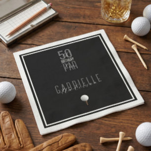 Golf 50. Geburtstag Papier Servietten Schwarz Eleg