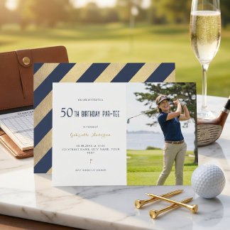 Golf 50. Geburtstag Par-Tee Elegantes Navy Blau Go Einladung