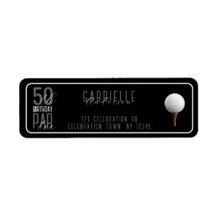 Golf 50. Geburtstag Schwarze elegante Par-Tee-Adre