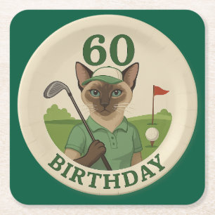 Golf 60. Geburtstag für Golfer mit Ball und Tee Rechteckiger Pappuntersetzer