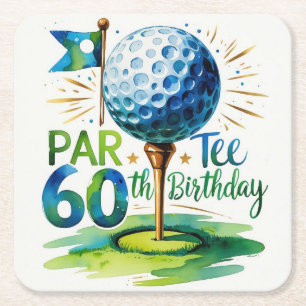 Golf 60. Geburtstag für Golfer mit Ball und Tee Rechteckiger Pappuntersetzer