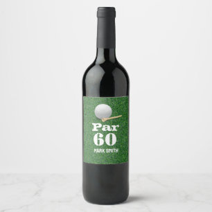 Golf 60. Geburtstag mit Ball on Green für Golfer Weinetikett