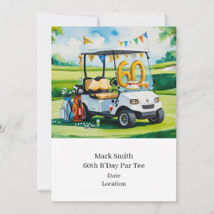Golf 60. Geburtstag mit Golf Cart über Green Einladung