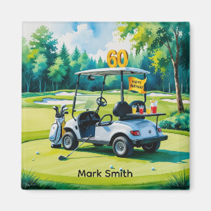 Golf 60. Geburtstag mit Golf Cart über Green Magnet