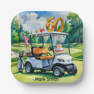 Golf 60. Geburtstag mit Golf Cart über Green Pappteller