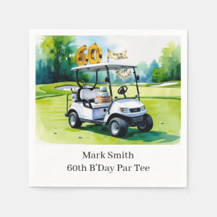 Golf 60. Geburtstag mit Golf Cart über Green Serviette