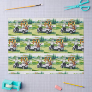 Golf 60. Geburtstag mit Golfwagen auf grünes Putti Seidenpapier