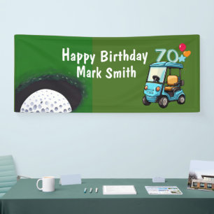 Golf 70. Geburtstag bis Golfer mit Golf Cart lusti Banner