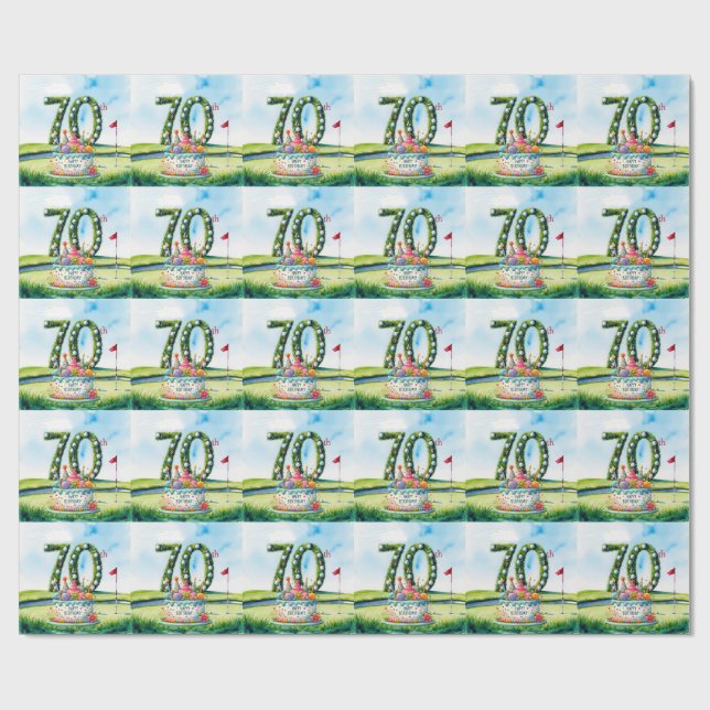 Golf 70. Geburtstag für Golfer  Geschenkpapier (Flach)