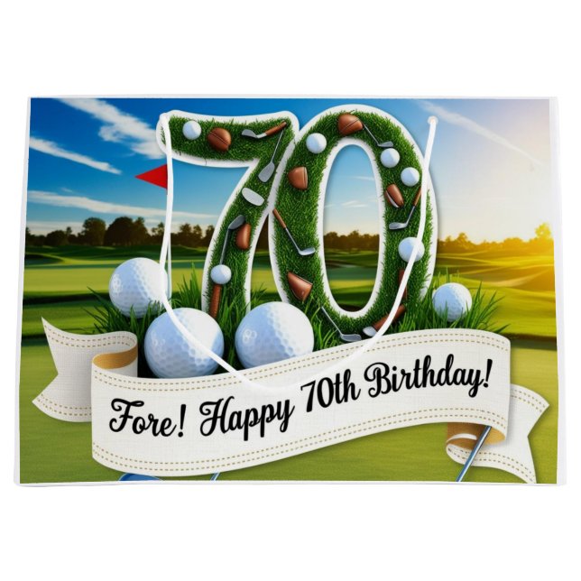 Golf 70. Geburtstag für Golfer  Große Geschenktüte (Vorderseite)