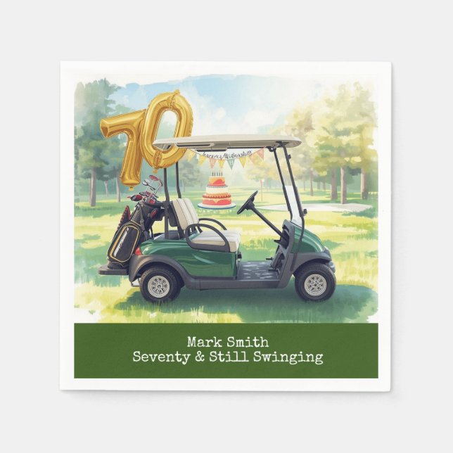 Golf 70. Geburtstag Par Tee Golfer Party Serviette (Vorderseite)