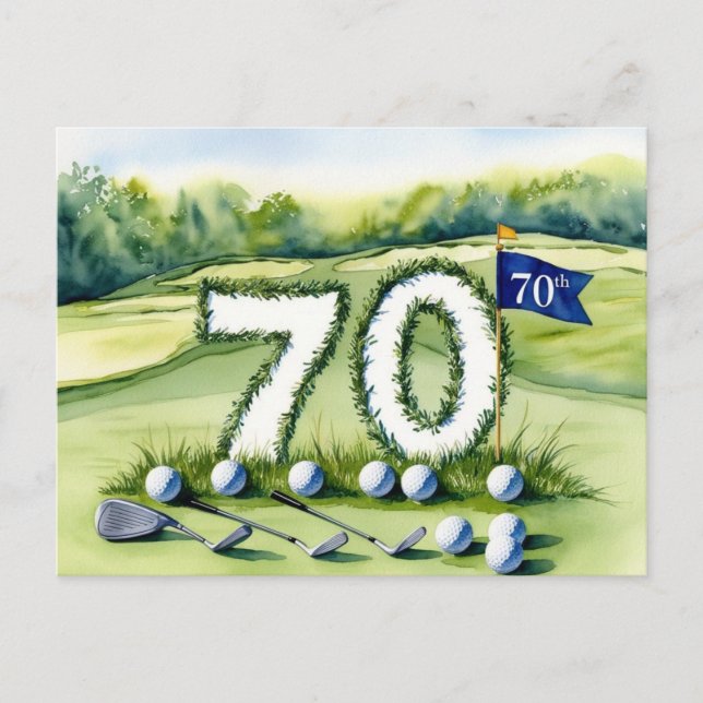 Golf 70. Geburtstag Postkarte (Vorderseite)