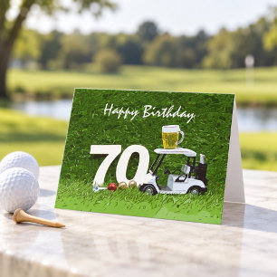 Golf 70. Geburtstagsfeier mit Bier auf dem Wagen Karte