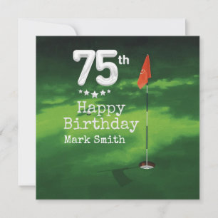 Golf 75. Geburtstag auf grünem Rasen Karte