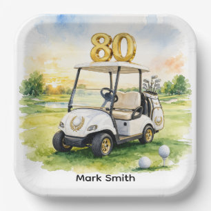Golf  80. Geburtstag für Golfer Pappteller