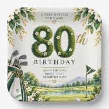 Golf 80. Geburtstag Grün Wasserfarbe Golfplatz
