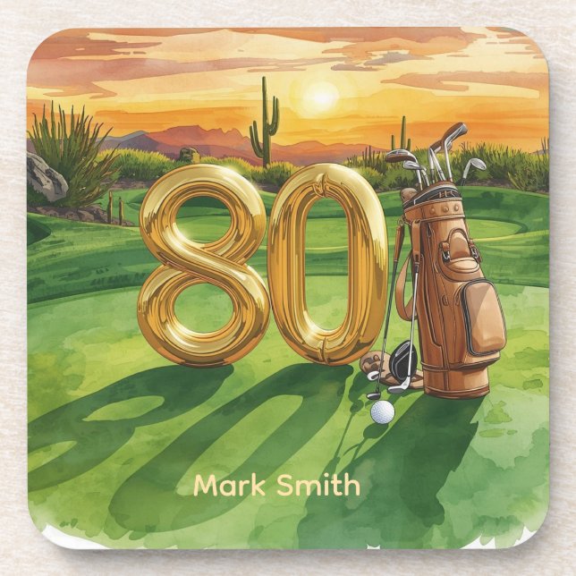 Golf 80. Geburtstag in Arizona Getränkeuntersetzer (Vorderseite)