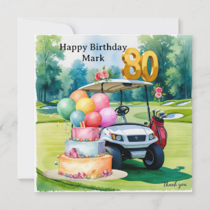 Golf 80. Geburtstag mit Golfball für Golfer Karte