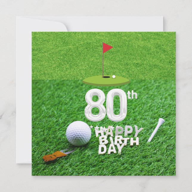 Golf 80. Geburtstag mit Golfball für Golfer Karte (Vorderseite)