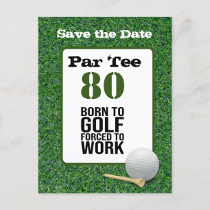 Golf 80. Geburtstag, zum Golfen geboren, zum Arbei Postkarte