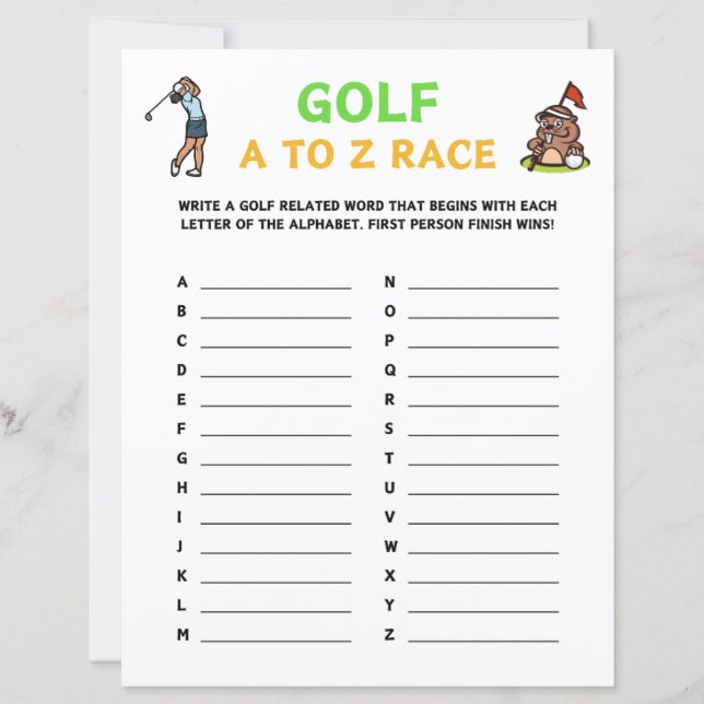 Golf A to Z Rennen (Vorderseite)