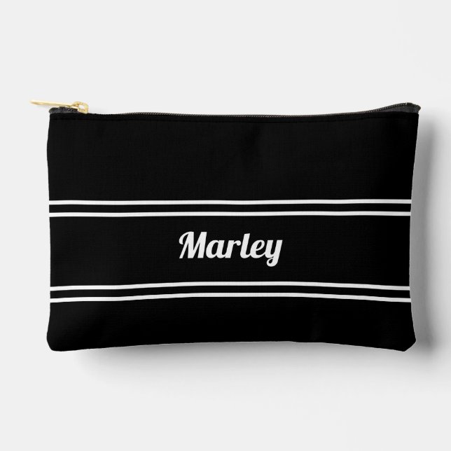 Golf Abschlag Golfer Schwarz & Weiß Modernes Zubeh Zubehörtasche (Vorderseite)