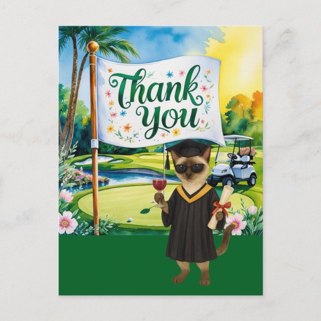 Golf Abschluss Thema Vielen Dank Postkarte (Vorderseite)