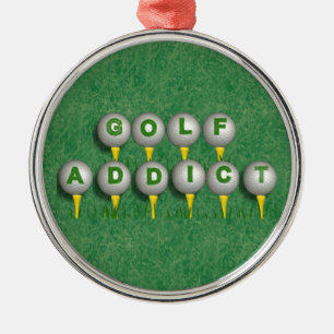 Golf Addict Golfer Rundschmuck Anhänger Silbernes Ornament