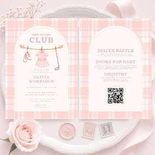 Golf Alles in Einem Rosa Mädchen Vornehme Babypart Einladung