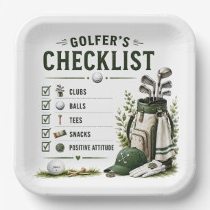 Golf Alltagsleben Lustige Checkliste Pappteller