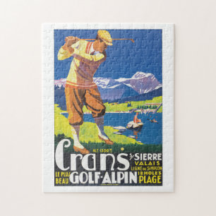 Golf Alpin Vintage-Reiseposter Puzzle