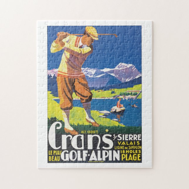Golf Alpin Vintages Reise-Plakat Puzzle (Vertikal)