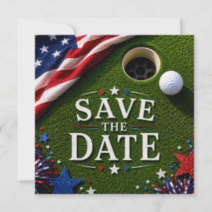 Golf am 4. Juli Unabhängigkeitstag für amerikanisc Feiertagskarte