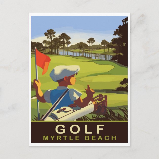 Golf am Myrtle Beach, South Carolina, Reisen Postkarte (Vorderseite)