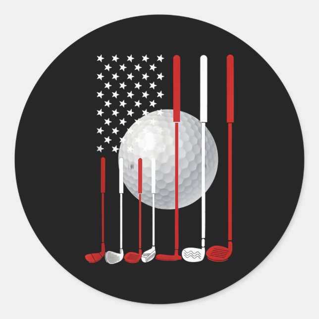 Golf American Flag 4. Juli USA Patriotic Runder Aufkleber (Vorderseite)