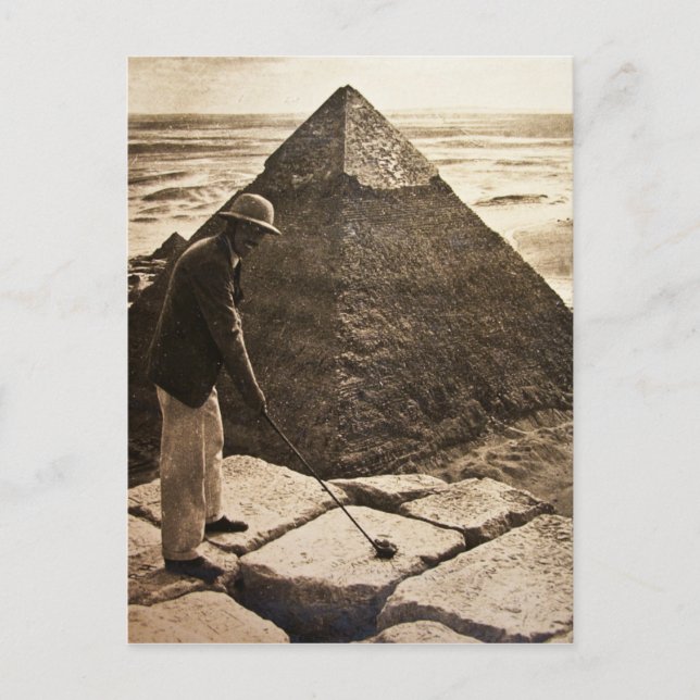 Golf an der Pyramide Sepia getönt Postkarte (Vorderseite)